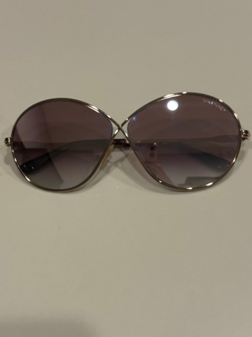 Tom Ford Women's Gold Butterfly Frame Sunglasses with Gradient Lenses